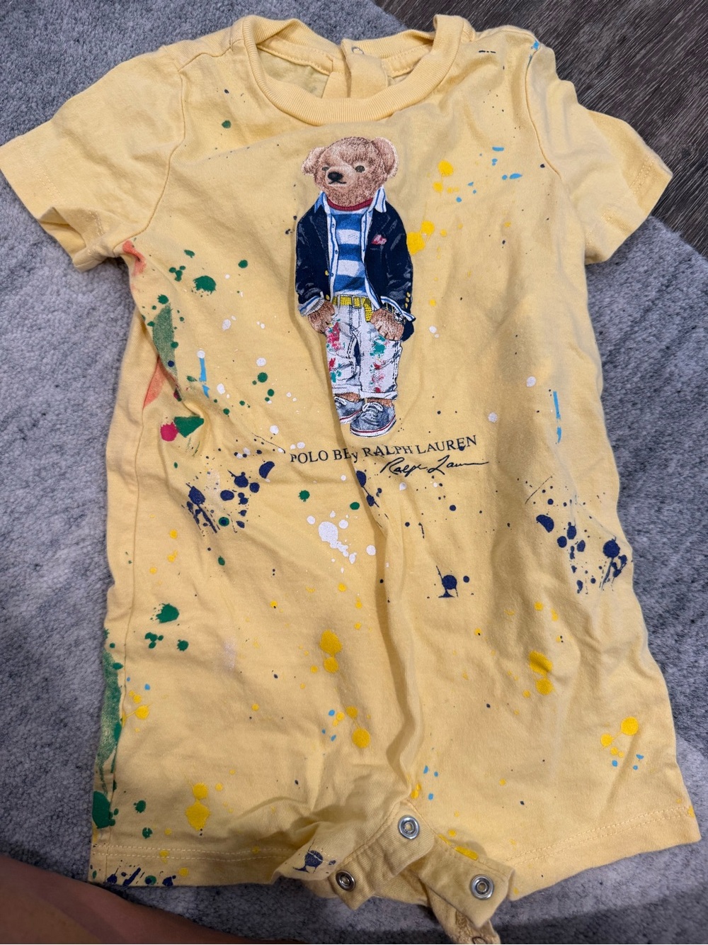 Polo by Ralph Lauren Kids Yellow Bear Graphic Romper